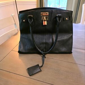 BCBG Black Sophisticated Leather Tote